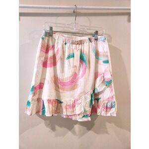 GB‎ Ruffle Skirt Abstract Print Lined Tiered Pull On Skirt Womens Size XL